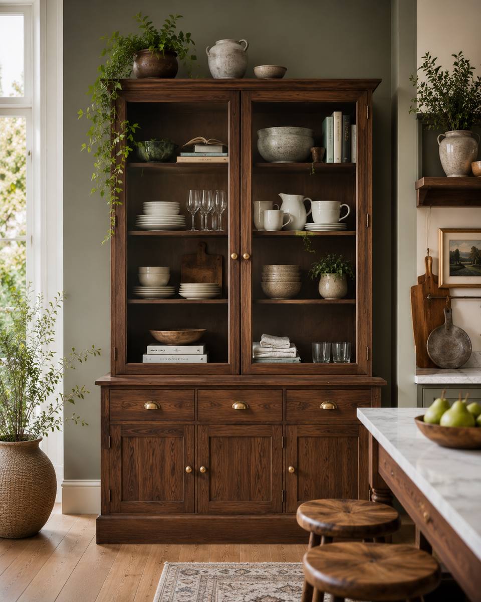 Comparison between a fitted kitchen and a modern freestanding kitchen with movable furniture.