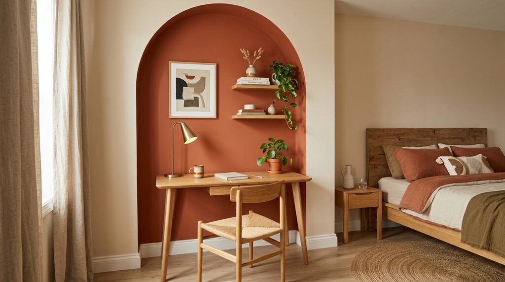 painted terracotta arch accent wall budget idea